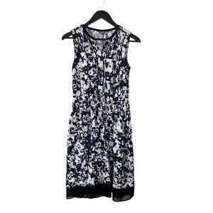 Denver Hayes Purple Black White Tie Dyed Sleeveless Elastic Waist Dress